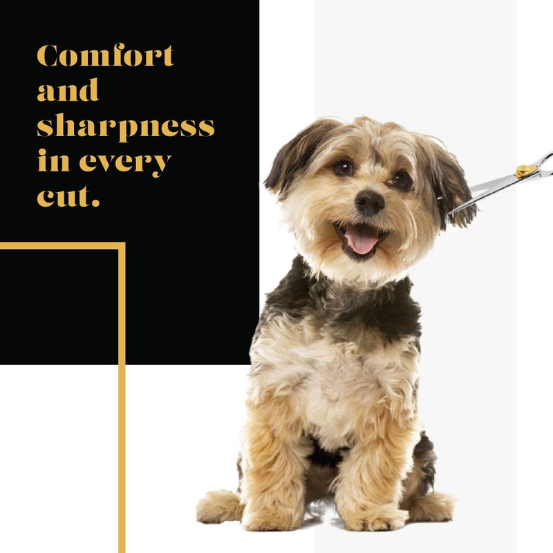 Sharf Gold Touch Pet Grooming Shear | Straight Cat & Dog Grooming Scissors | 7.5 Inch | 440c Japanese Stainless Steel Pet Dog Shearing Scissors | Animal Shears with Removable Comfort Rings - Image 5